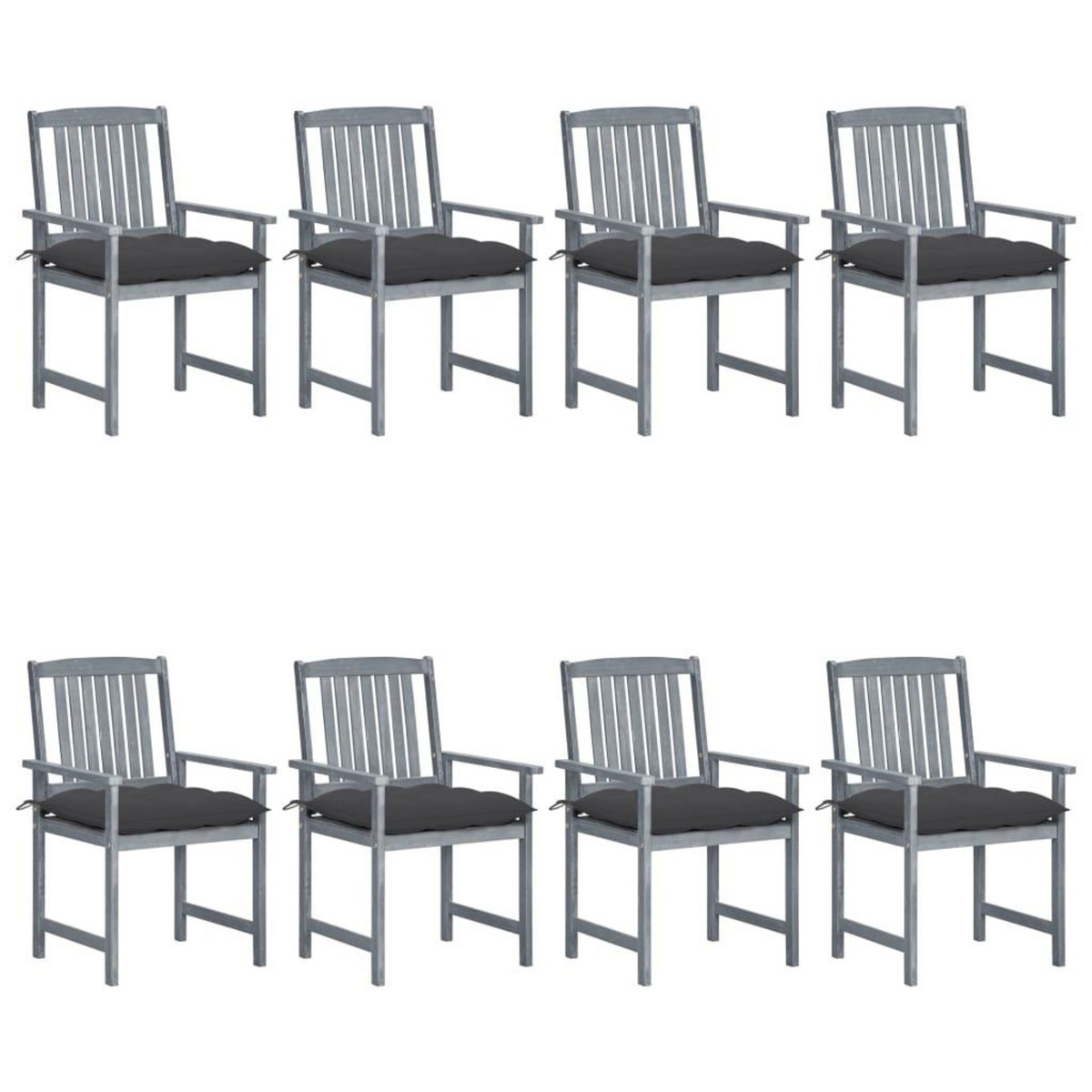 VIDAXL Chaises de jardin et coussins lot de 8 Bois acacia solide Gris