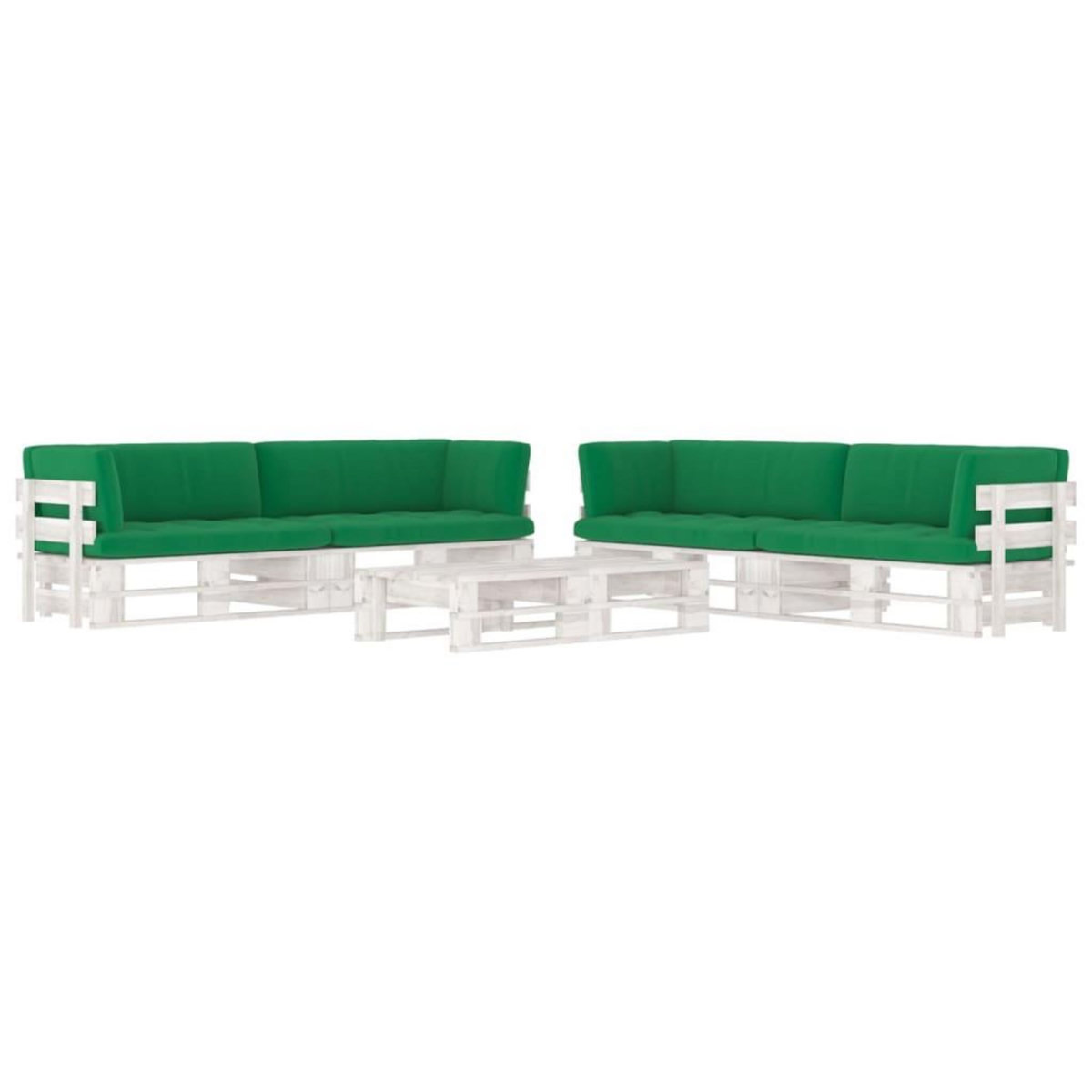 VIDAXL Salon de jardin palette 6 pcs et coussins Pin impregne de blanc