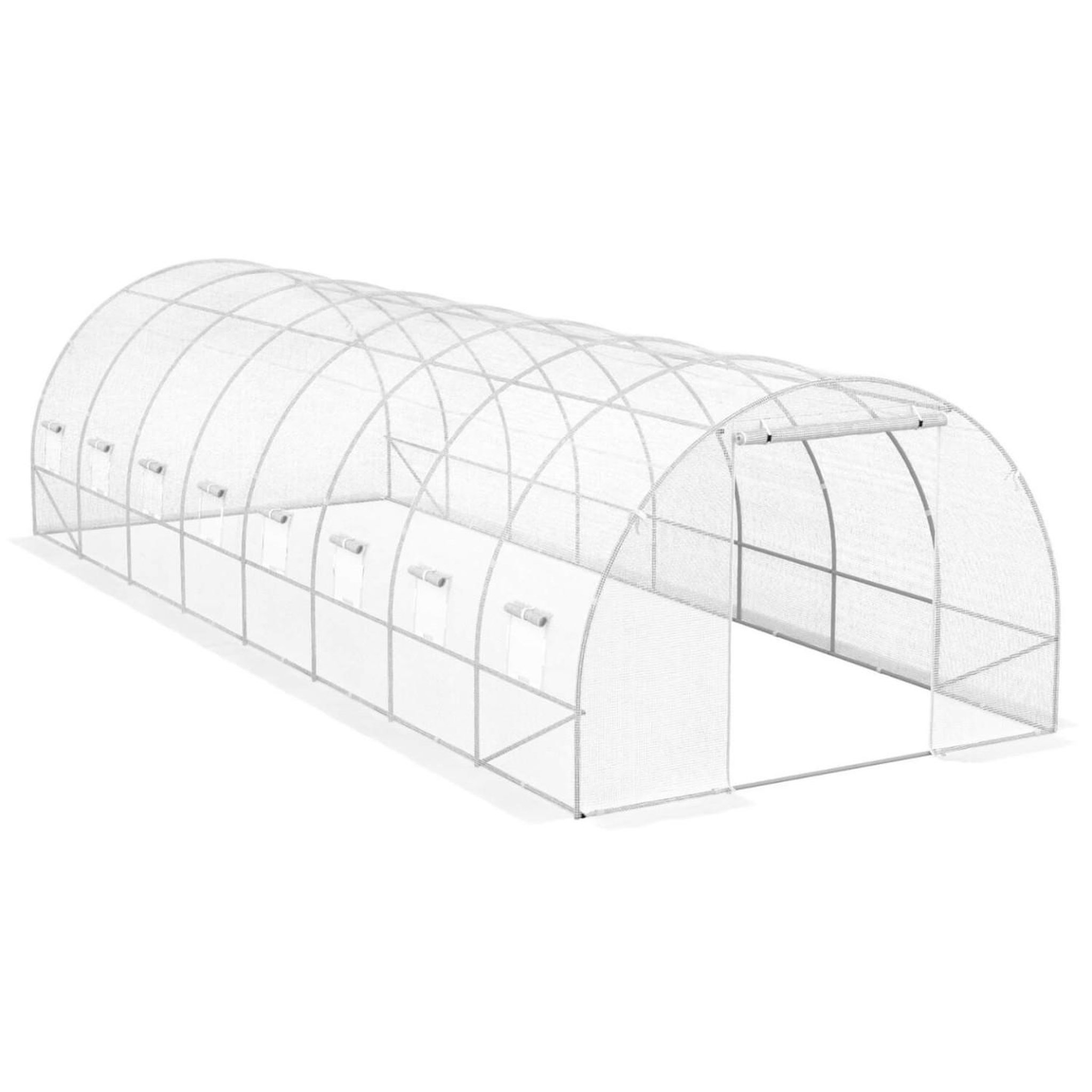 Voir la diapositive 3 : ID MARKET Serre de jardin tunnel 24m² 8 x 3 x 2 m acier galvanisé + bâche anti-uv avec porte et fenêtres des andes blanche