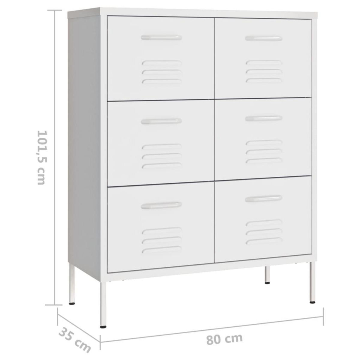 VIDAXL Armoire a tiroirs Blanc 80x35x101,5 cm Acier