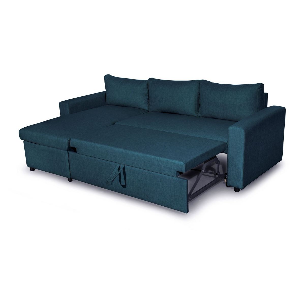 Canapé d'angle réversible convertible avec coffre en tissu ou velours GERALDINE 