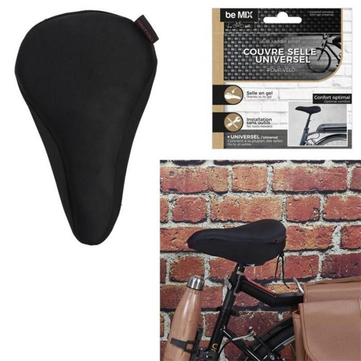 Paris Prix Housse Selle Vélo en Gel  Universelle  18cm Noir