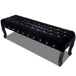 VIDAXL Banc noir tissu velours avec boutons en cristal