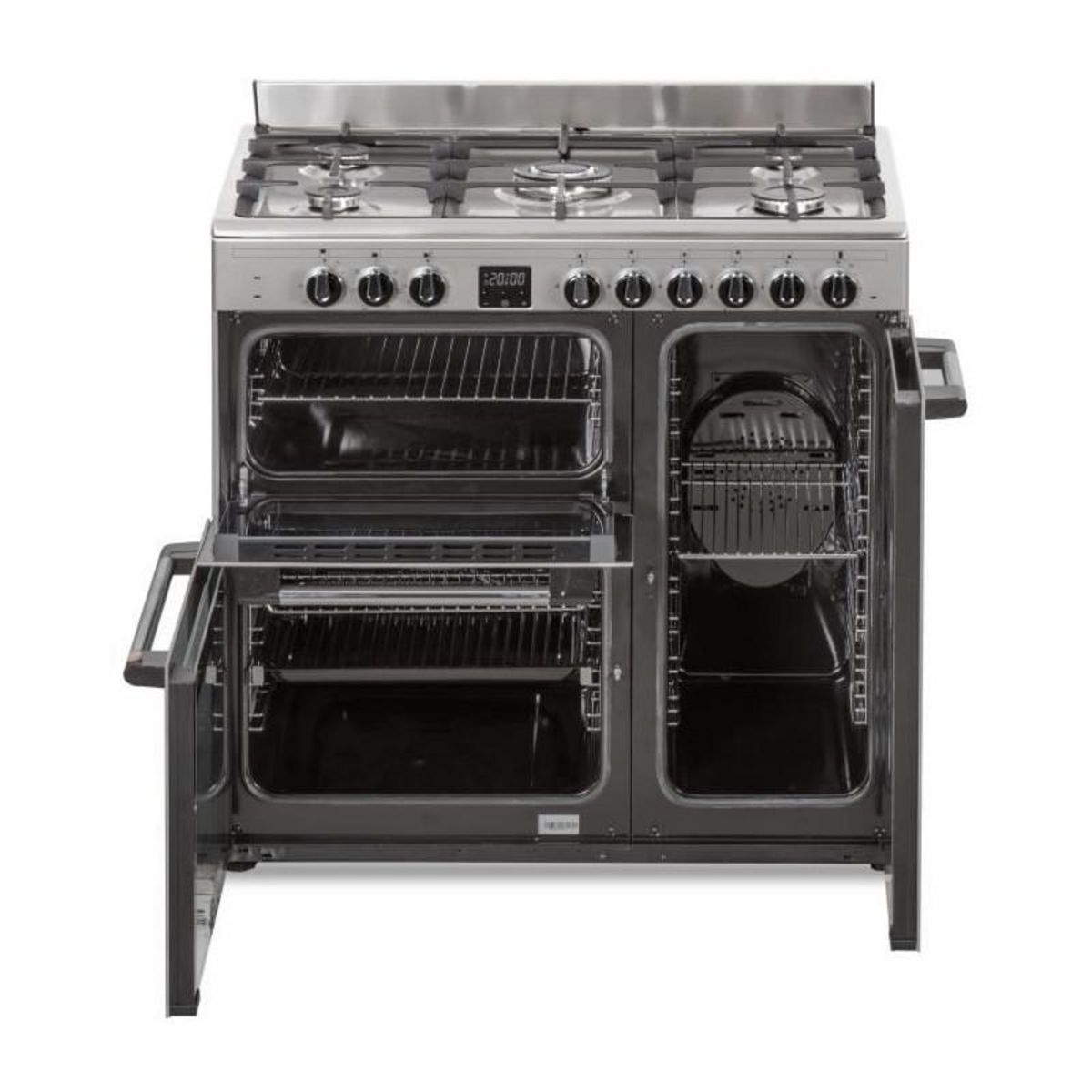 CONTINENTAL EDISON Cuisiniere piano gaz 3 fours electriques CONTINENTAL EDISON CECP903FIX 5 feux - Inox - Largeur 90 cm