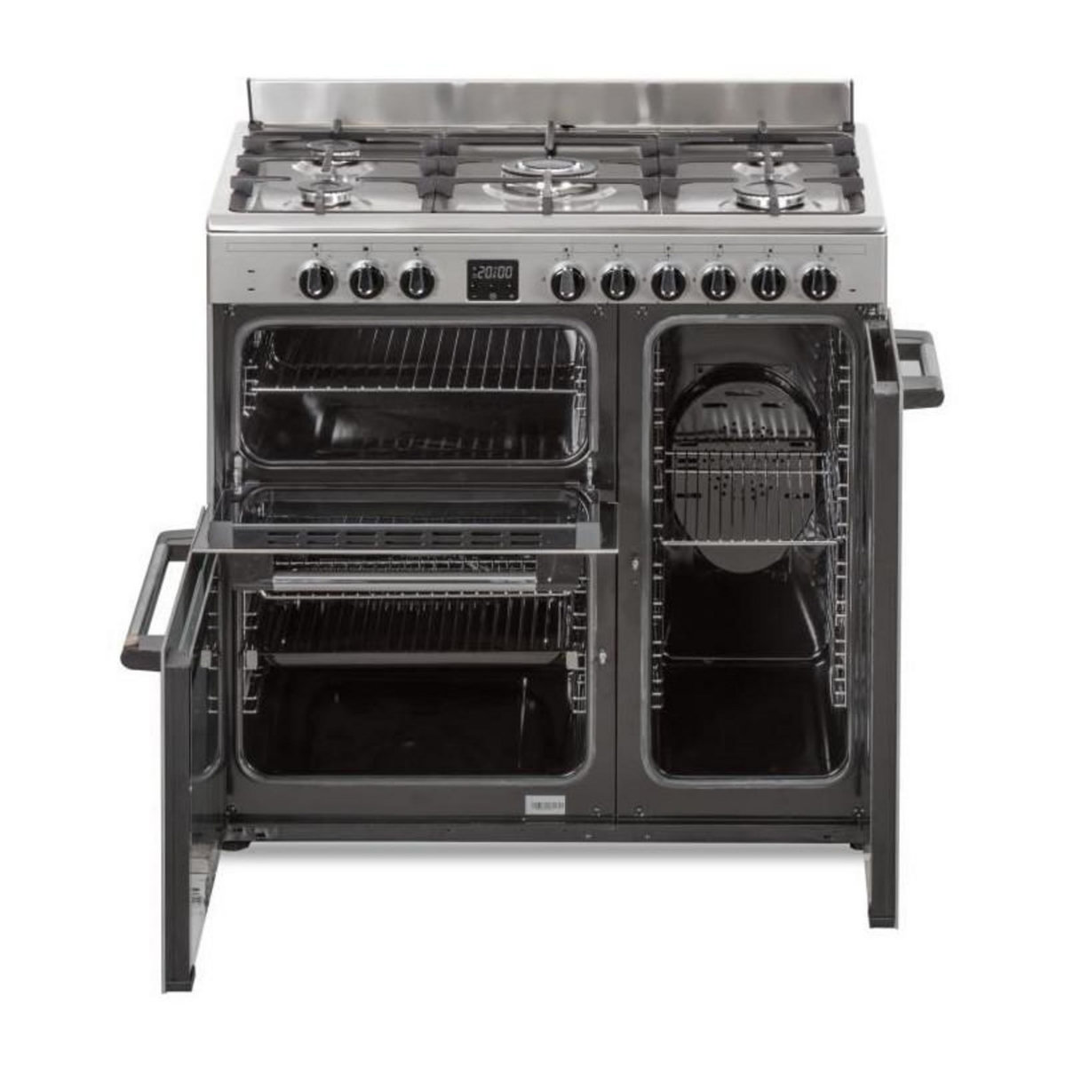 CONTINENTAL EDISON Cuisiniere piano gaz 3 fours electriques CONTINENTAL EDISON CECP903FIX 5 feux - Inox - Largeur 90 cm