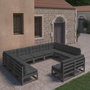 Voir la diapositive 1 : VIDAXL Salon de jardin 11 pcs avec coussins Noir Bois de pin massif