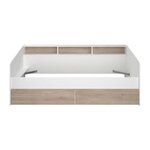 PARISOT Lit banquette 2 tiroirs 90 x 200/190 cm - MDF - Mat décor chene et blanc - JOY - 2339ENSE