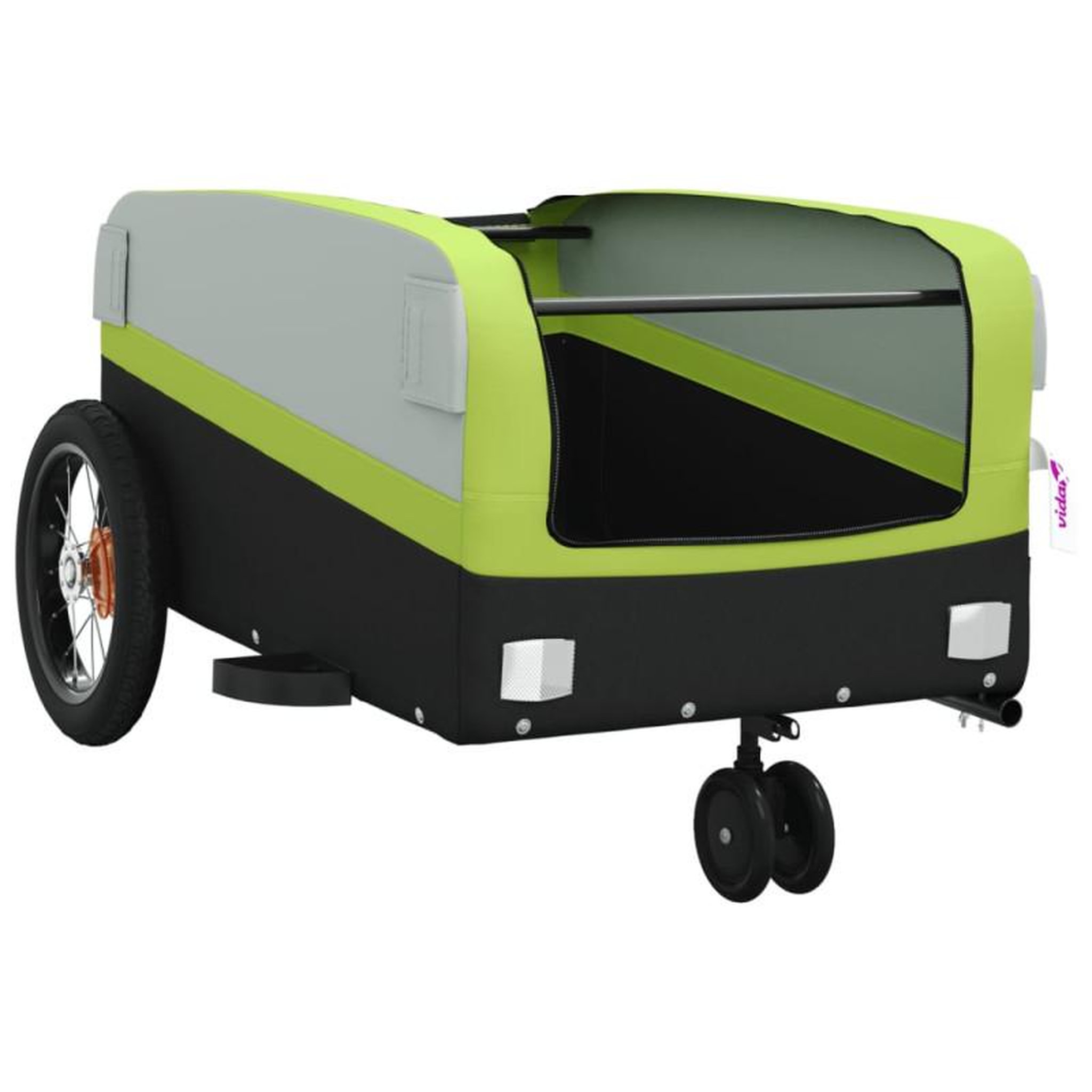 Voir la diapositive 5 : VIDAXL Remorque de vélo noir et vert 30 kg fer
