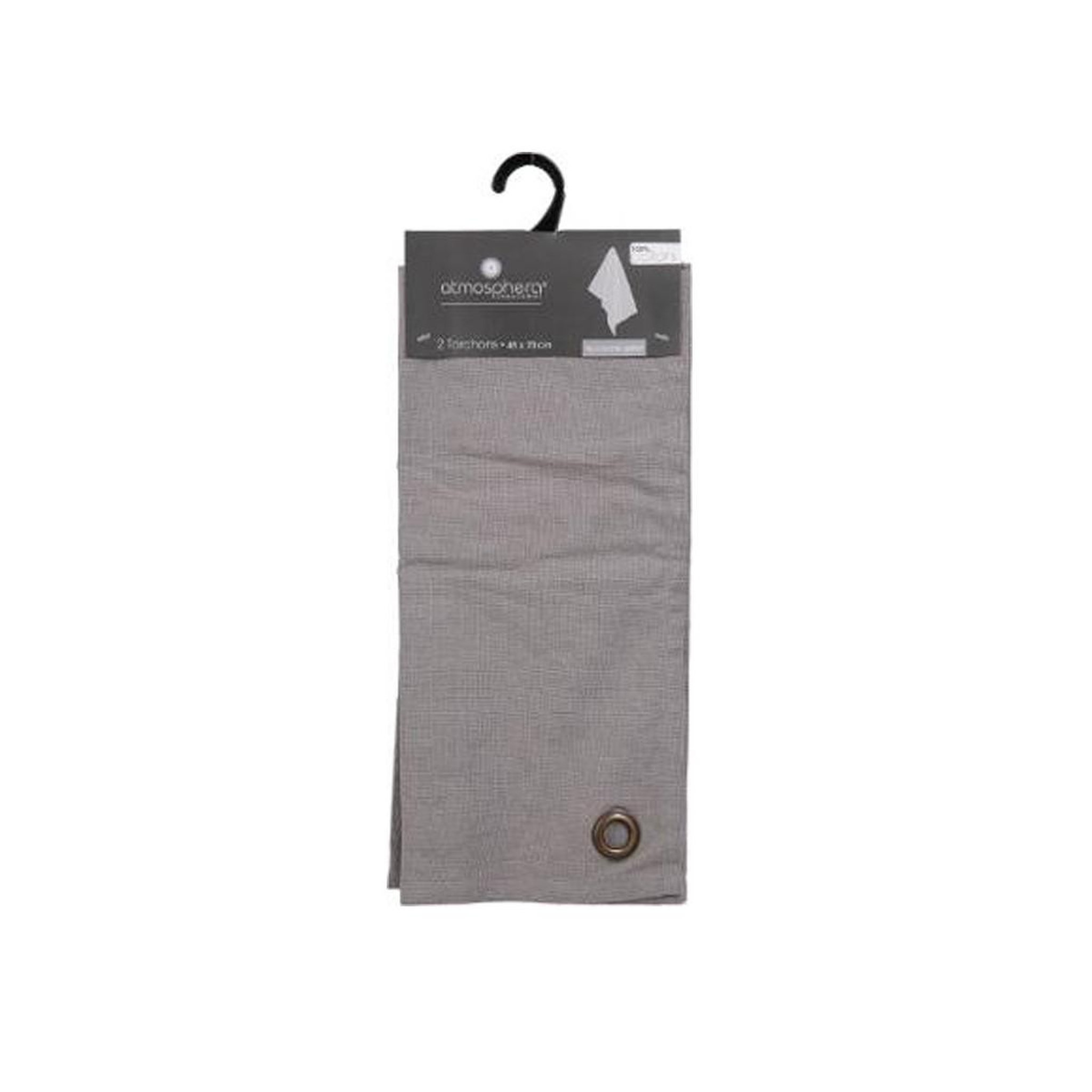 Voir la diapositive 4 : ATMOSPHERA Lot de 2 torchons de cuisine  coton  70cm gris clair