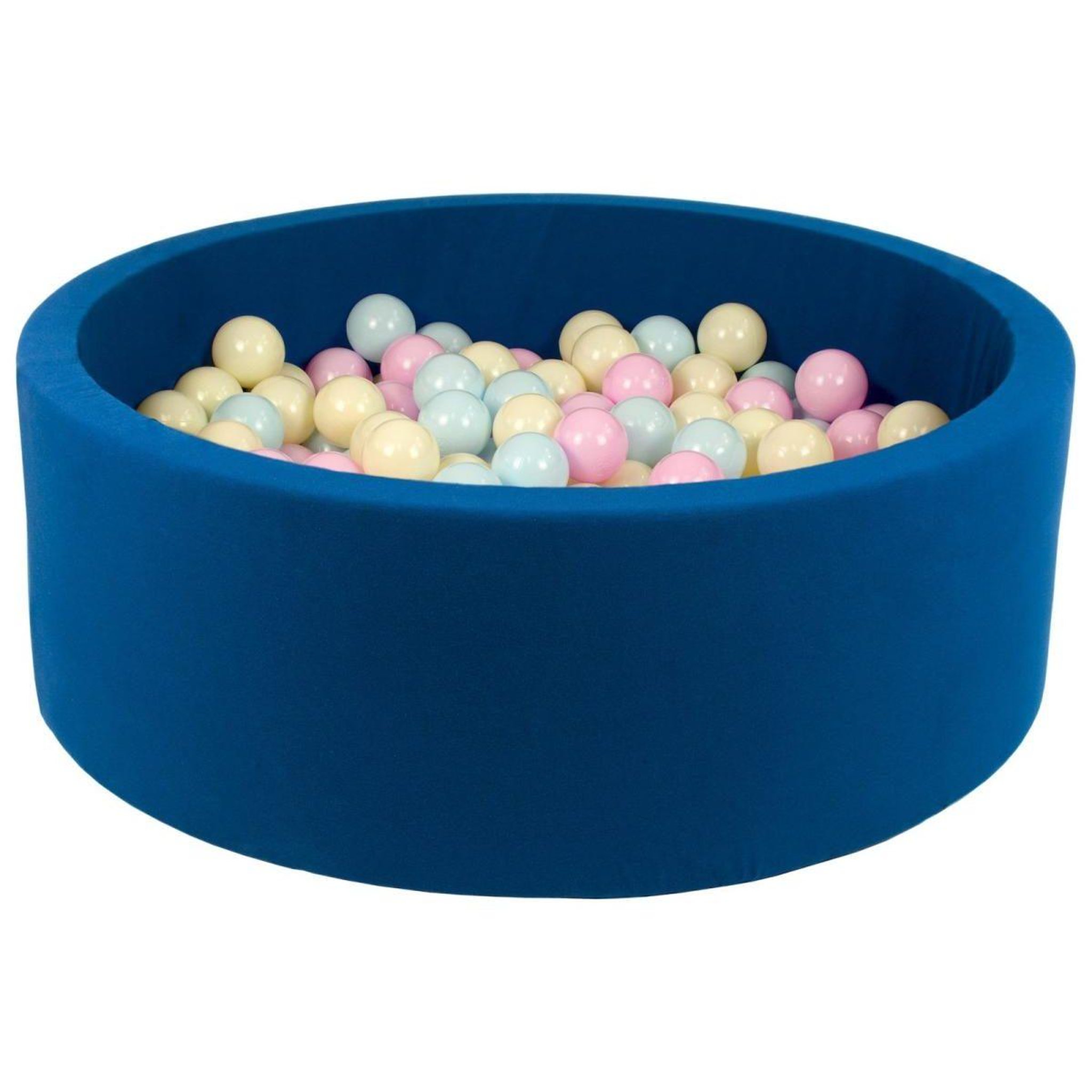 VELINDA Piscine à balles + 300 balles, bleu marine — rose, bleu, jaune (pastel)