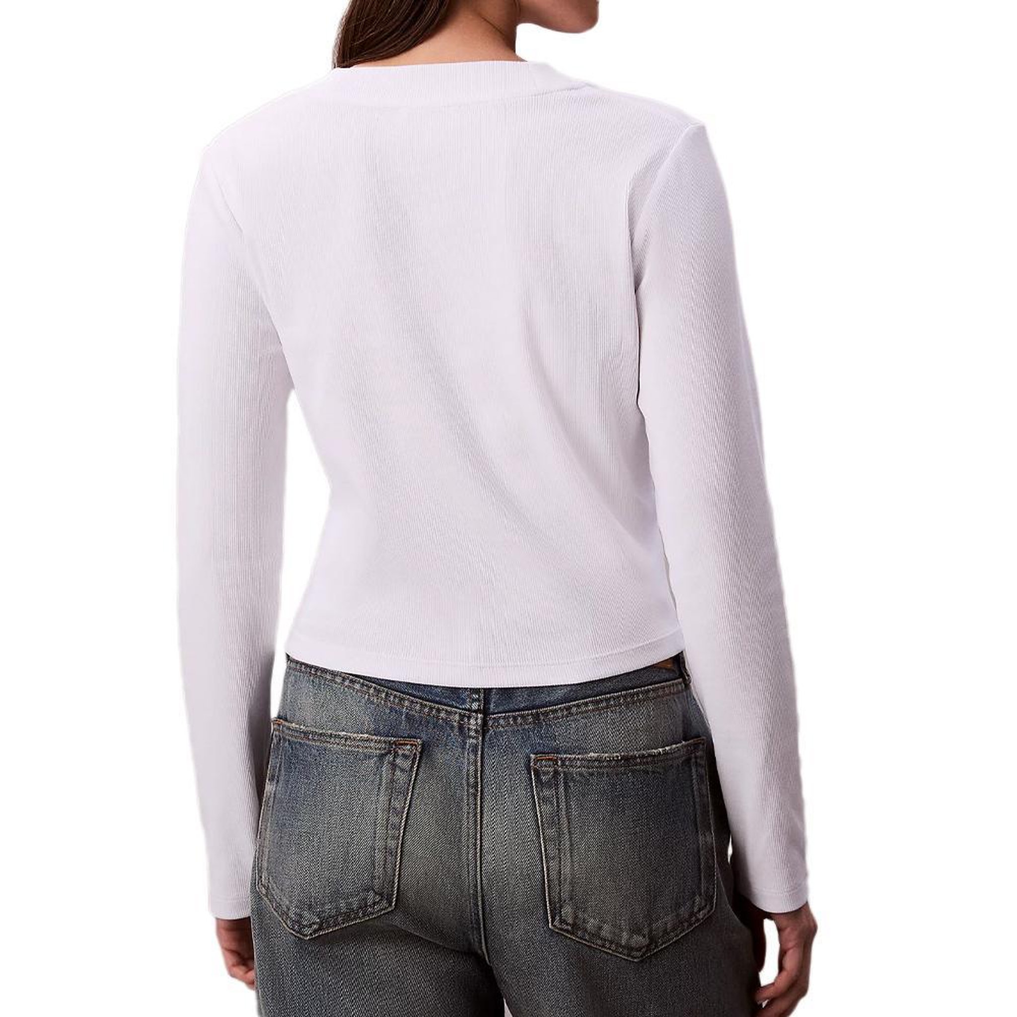 Voir la diapositive 2 : CALVIN KLEIN JEANS T-Shirt Manches Longues Blanc Femme Calvin Klein Jeans Baby