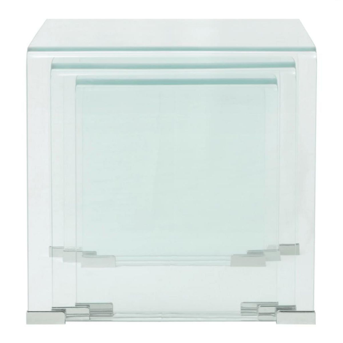 VIDAXL Ensemble de tables gigognes 3 Pieces Verre trempe Transparent