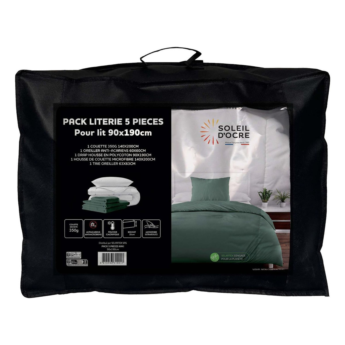 SOLEIL D'OCRE Ensemble couette et parure 5 Pièces BOHEME pour lit en 90x190 cm, par Soleil d'ocre