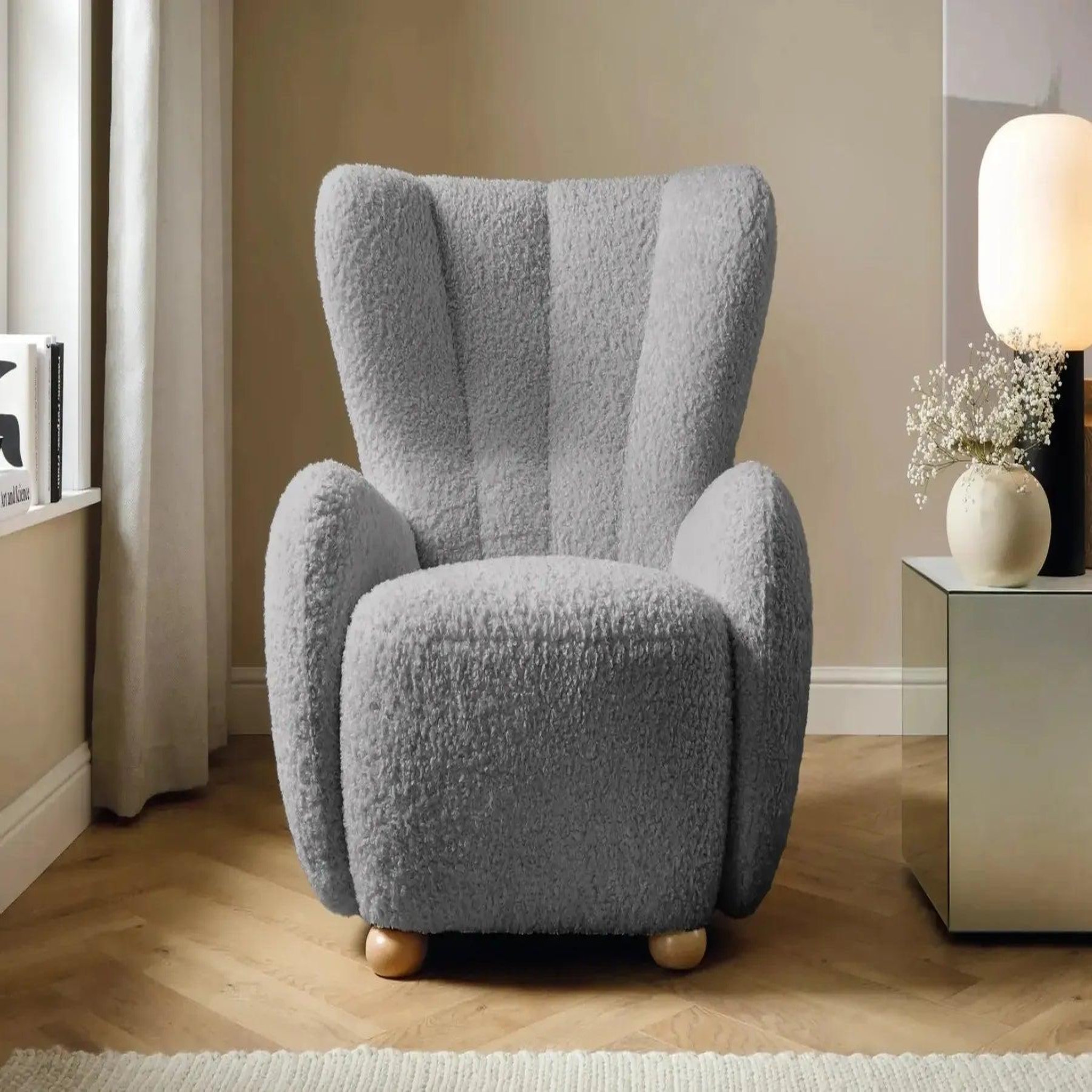 Voir la diapositive 2 : CASANOVA PARIS Lili - fauteuil tissu bouclette