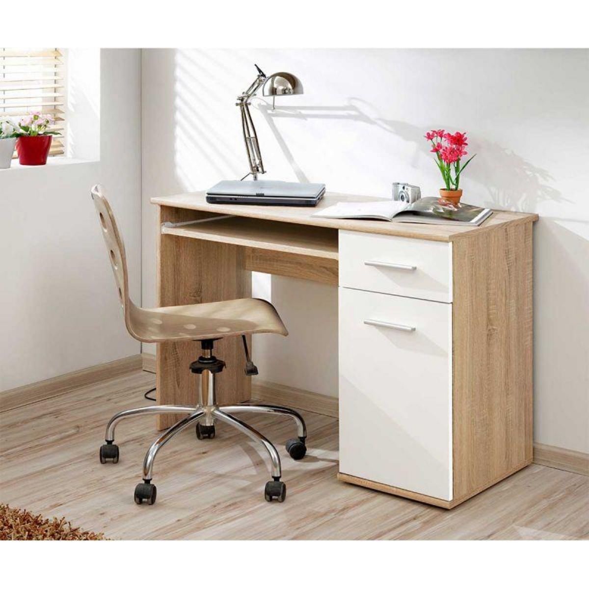 Paris Prix Bureau Enfant  Dino  104cm Chêne & Blanc