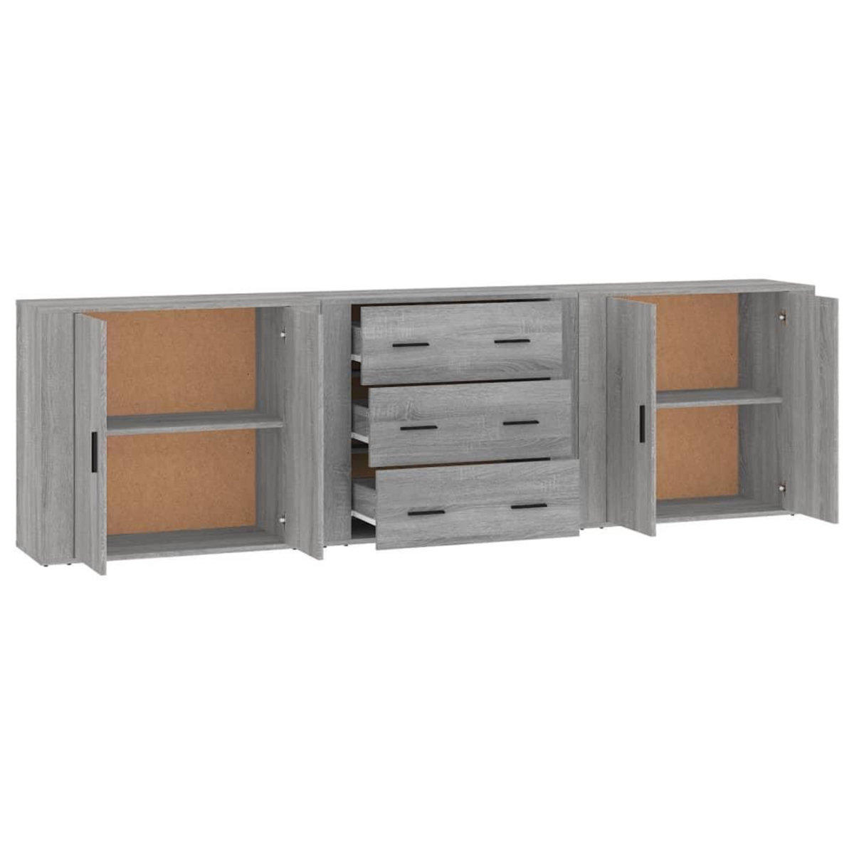 VIDAXL Buffets 3 pcs Sonoma gris Bois d'ingenierie