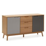 VS VENTA-STOCK Buffet Bruce 3 tiroirs et 2 portes , bois massif, 140 cm Largeur