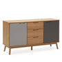 Voir la diapositive 1 : VS VENTA-STOCK Buffet Bruce 3 tiroirs et 2 portes , bois massif, 140 cm Largeur