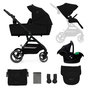 Voir la diapositive 1 : KINDERKRAFT Poussette 3 en 1 avec nacelle YOXI, roues anti-crevaison et accessoires