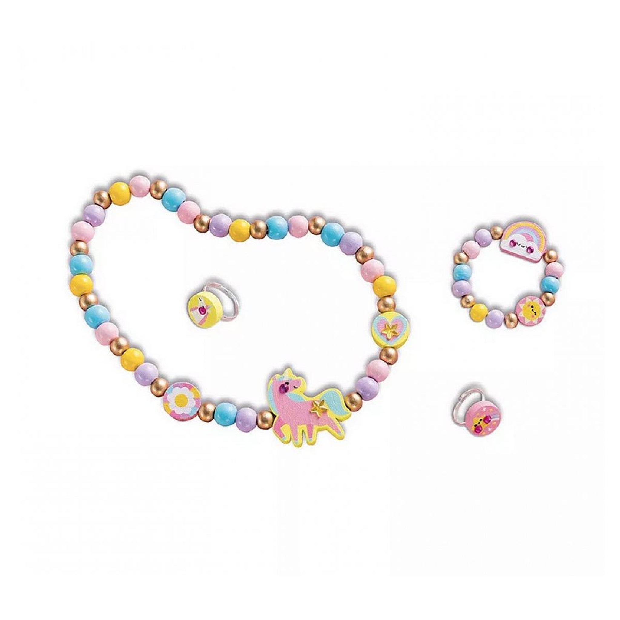 Voir la diapositive 2 : Juratoys-Janod 4 bijoux en bois a creer - Rainbow land