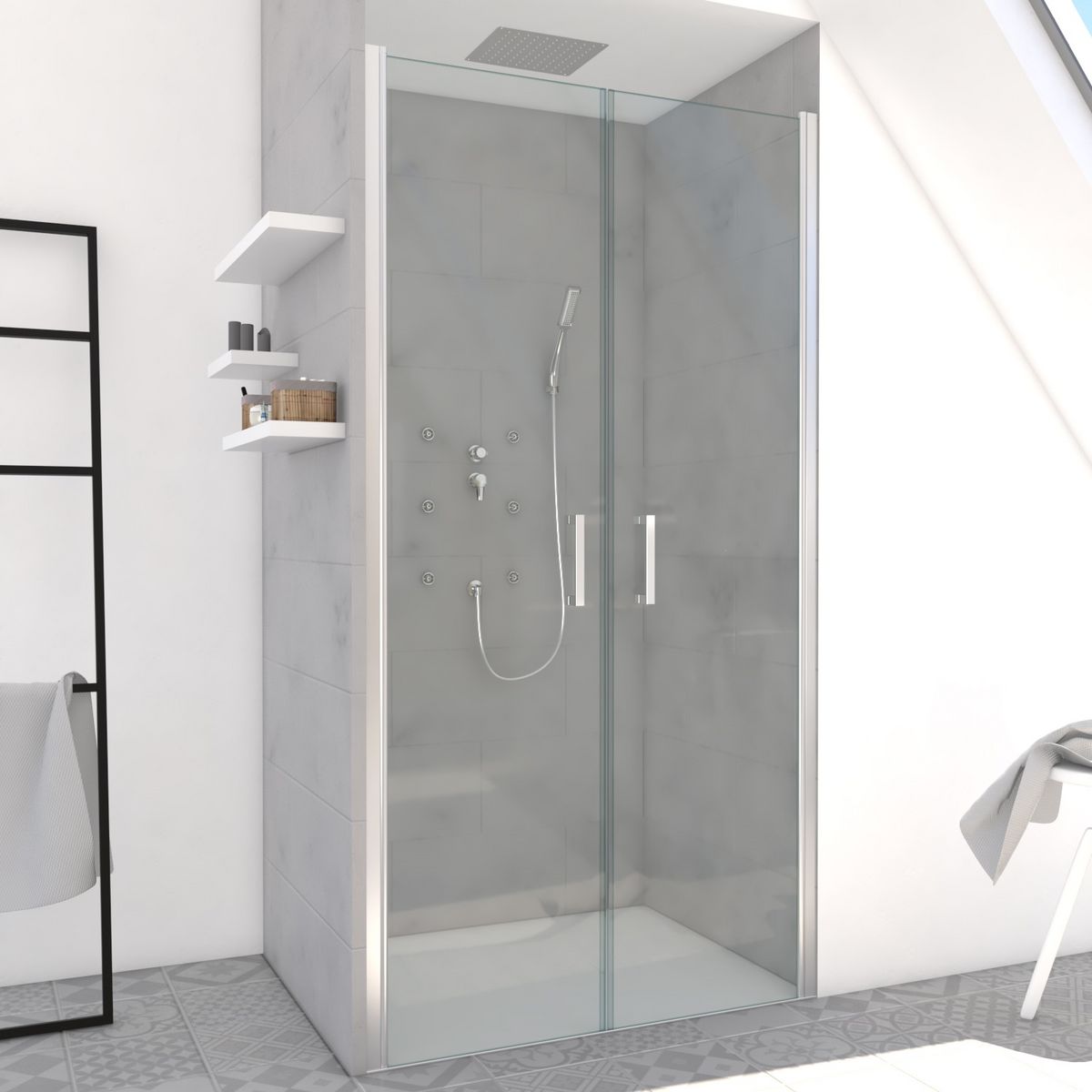 Aurlane Porte de douche pivotante Saloon Chromé - 80 x 200