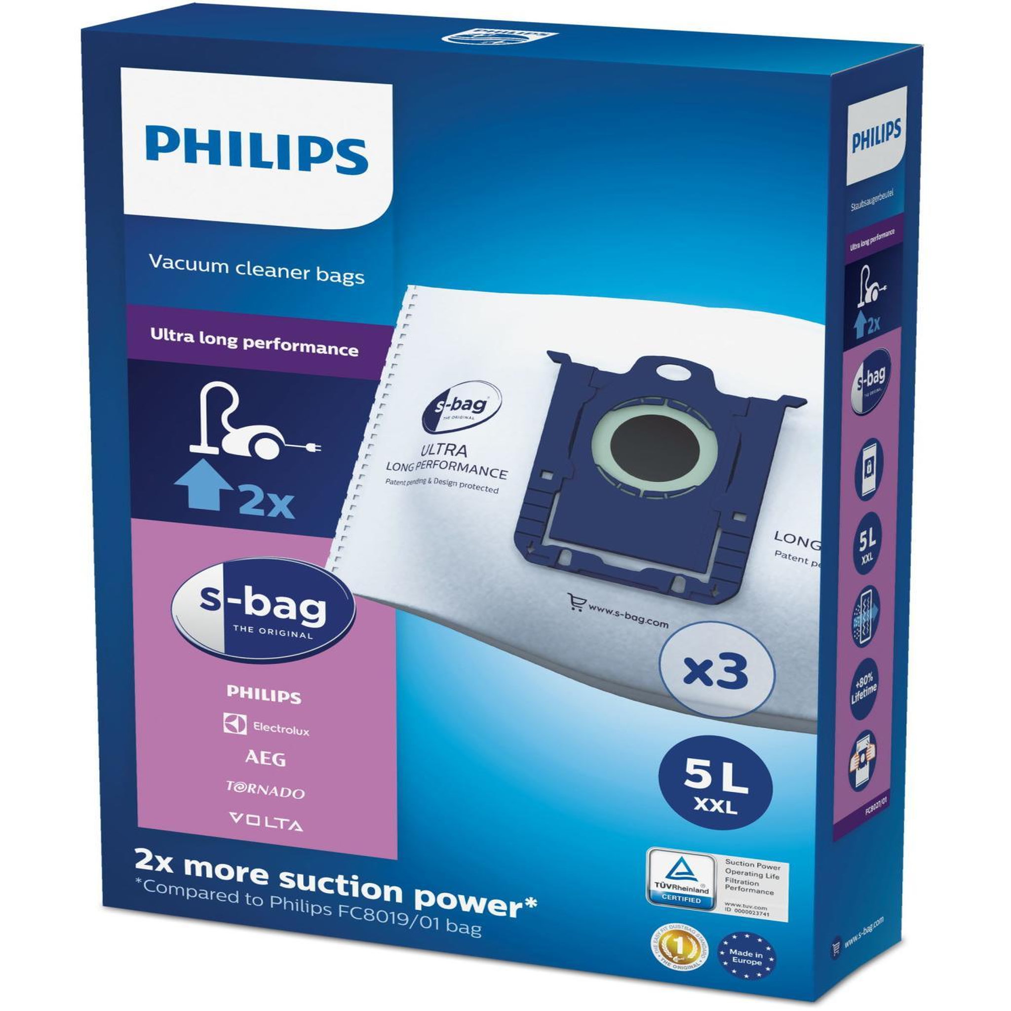 Voir la diapositive 2 : Philips Lot de 3 sacs jetables classiques longues performances - fc8027/01