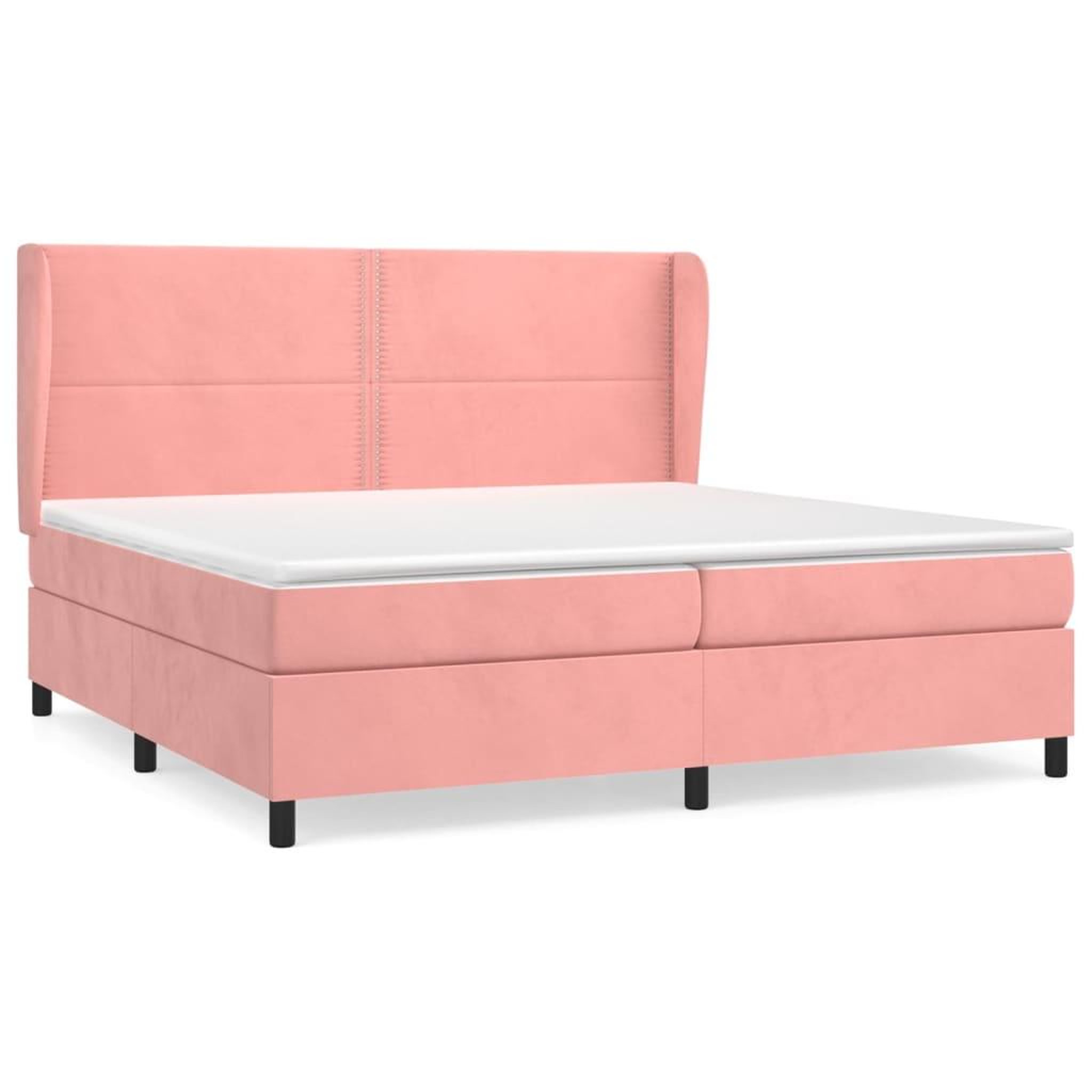 Voir la diapositive 2 : VIDAXL Sommier a lattes de lit avec matelas Rose 200x200 cm Velours