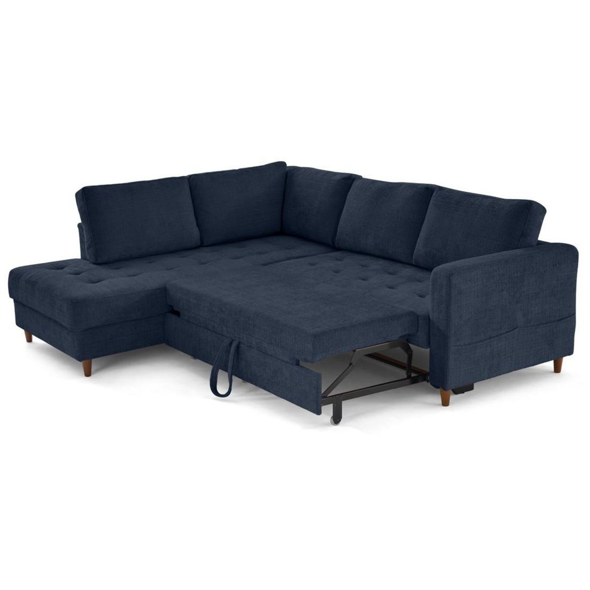 LISA DESIGN Anna - canapé d'angle gauche 5 places convertible en velours texturé