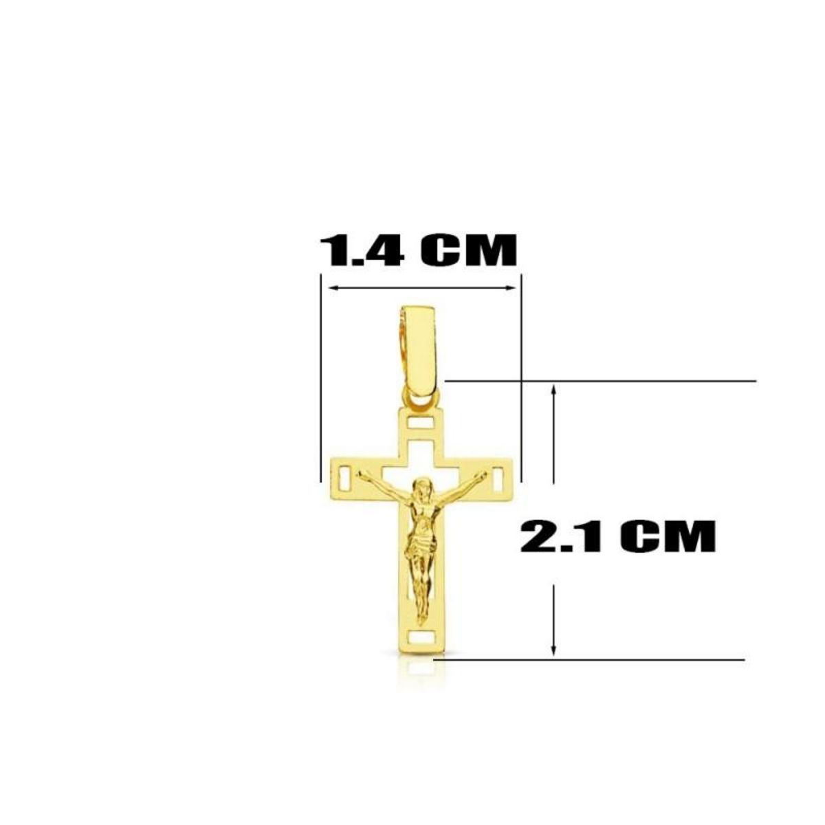 L'ATELIER D'AZUR Collier - Médaille Croix Or 18 Carats 750/000 - Christ sur la Croix - Chaine Dorée