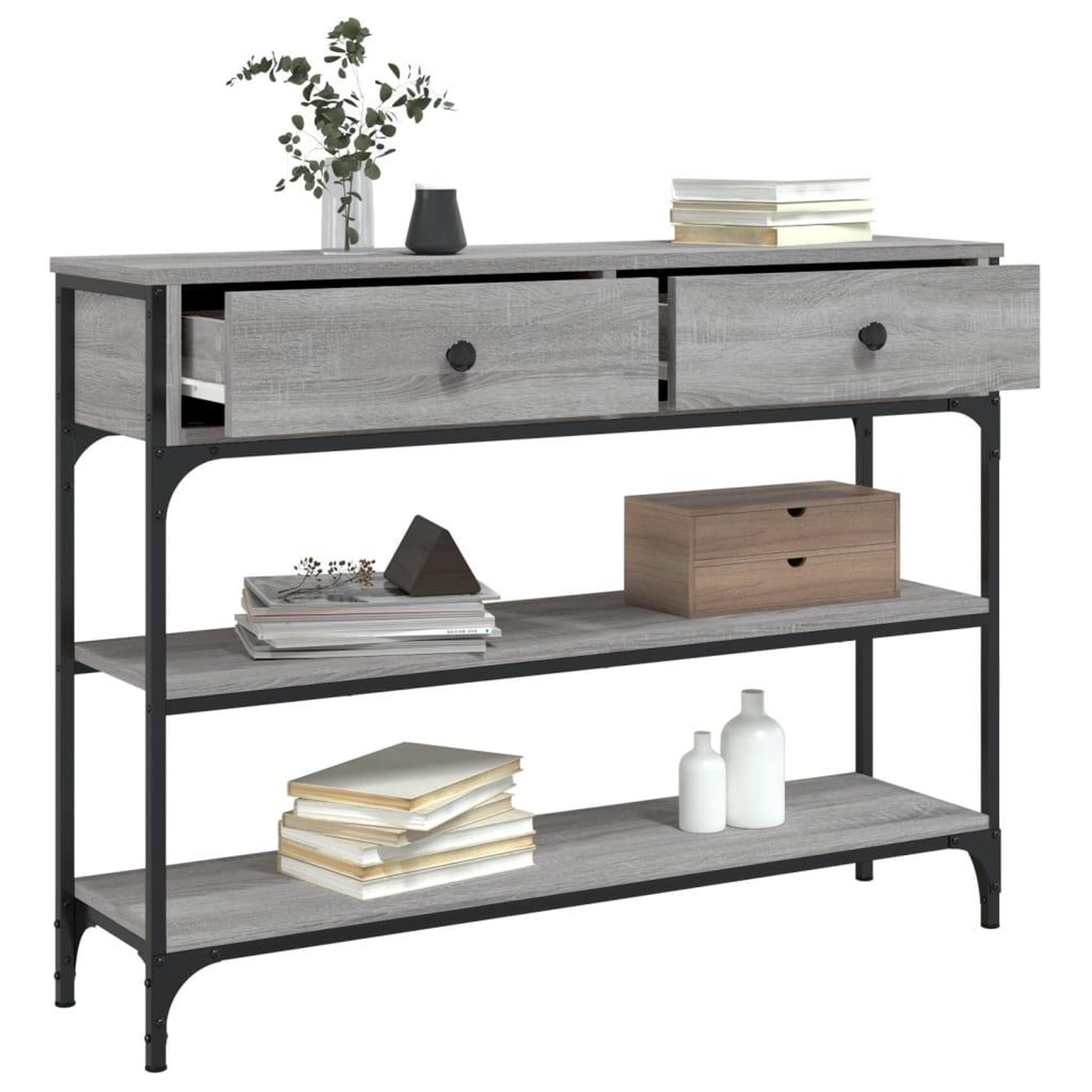 Voir la diapositive 4 : VIDAXL Table console sonoma gris 100x25x75 cm bois d'ingenierie