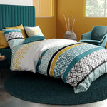 ATELIER DU COTON Housse de couette 260x240 CITE D'OR + 2 taies coton 57 fils