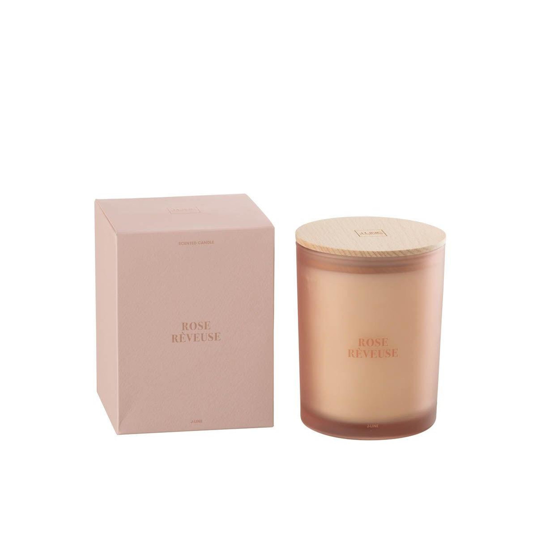 Voir la diapositive 2 : J-LINE Bougie parfumée  accords essentiels  14cm rose rêveuse