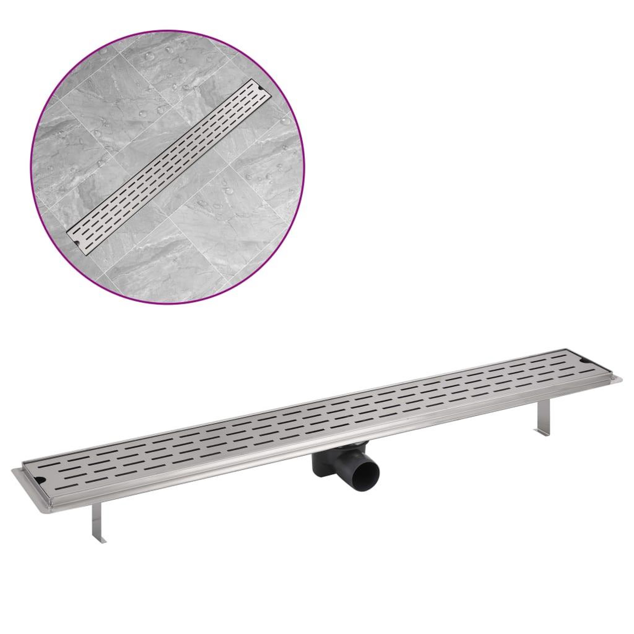 Voir la diapositive 2 : VIDAXL Drain de douche lineaire 930x140 mm acier inoxydable