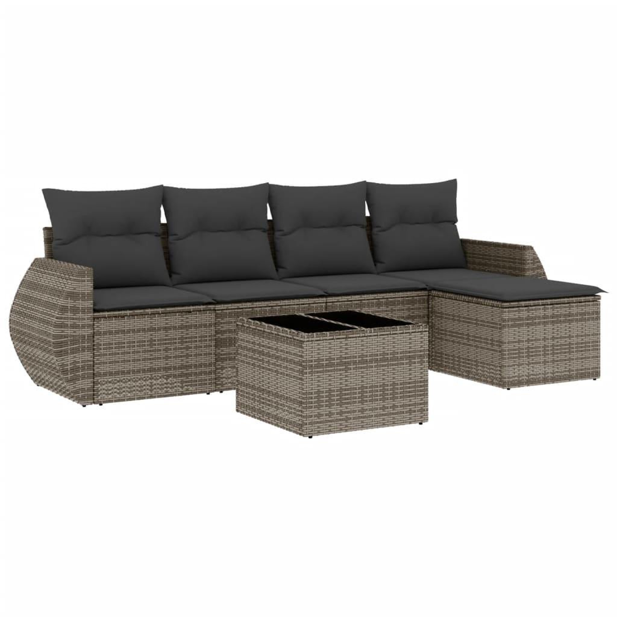 Voir la diapositive 2 : VIDAXL Salon de jardin 6 pcs avec coussins gris resine tressee