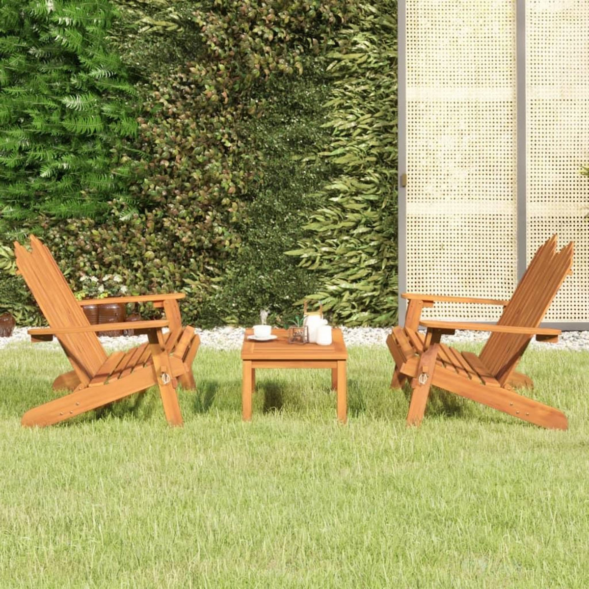 VIDAXL Ensemble de salon de jardin Adirondack 3 pcs bois acacia solide