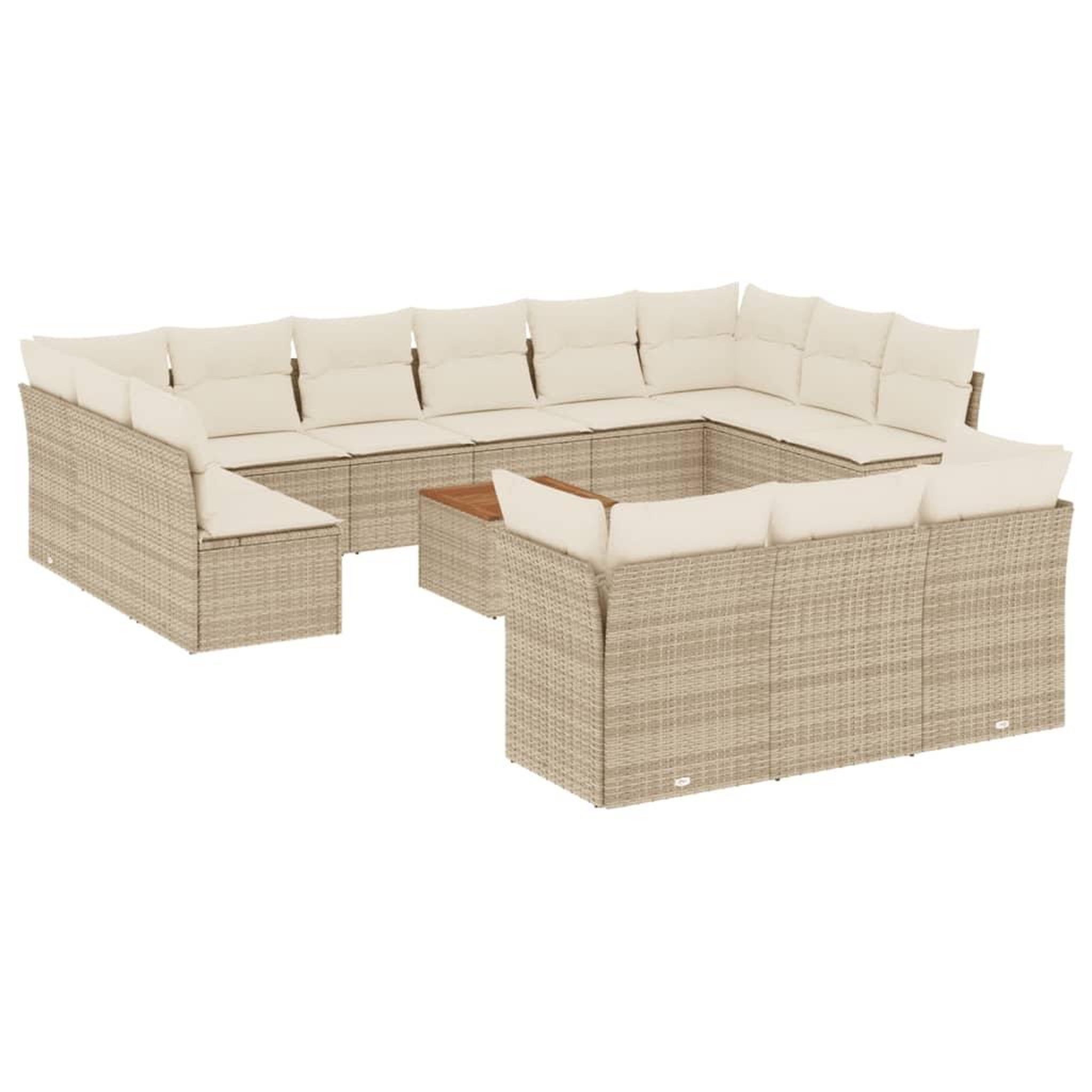 Voir la diapositive 2 : VIDAXL Salon de jardin avec coussins 14 pcs beige resine tressee