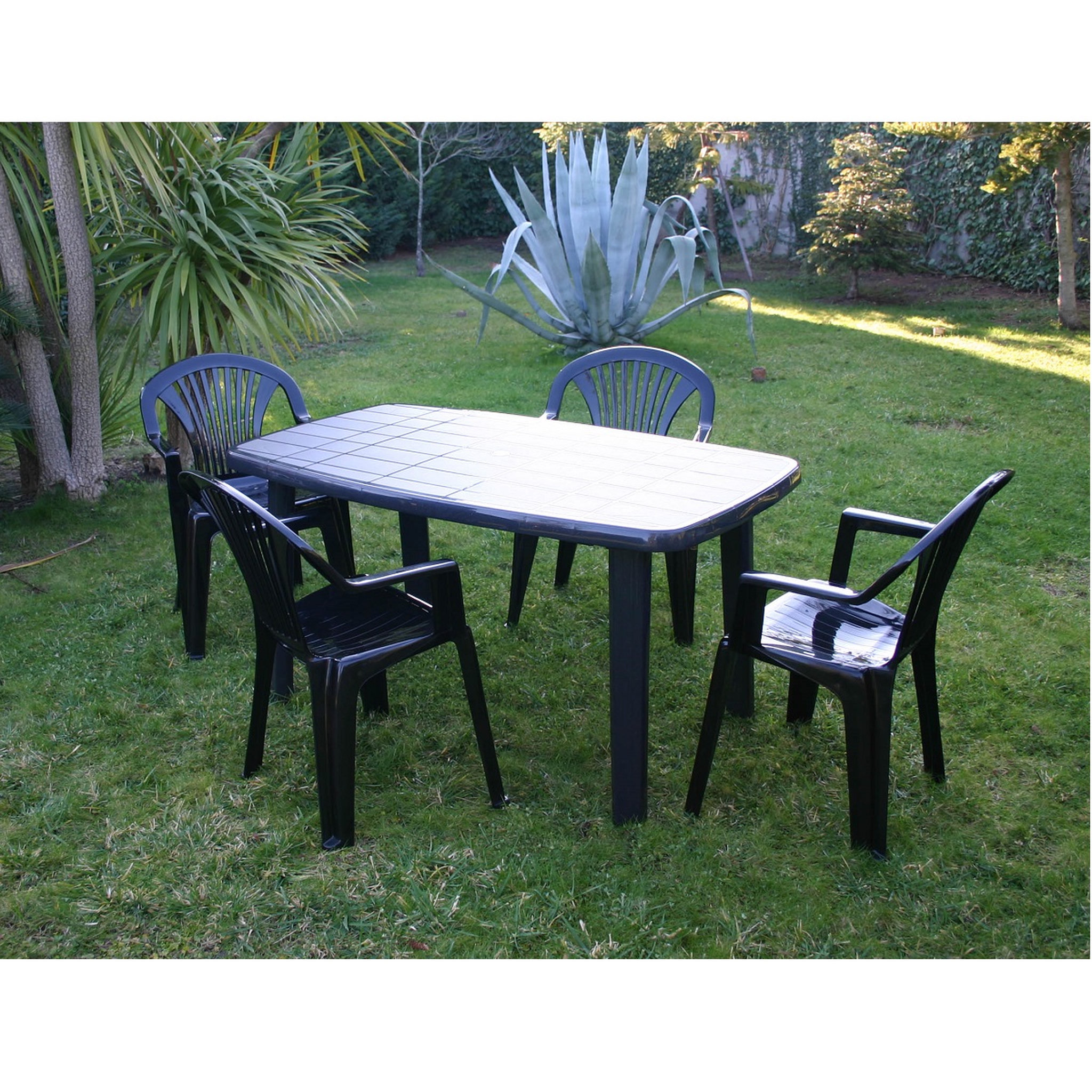ARETA Table de jardin - 4/6 places - Résine - Gris - SORRENTO