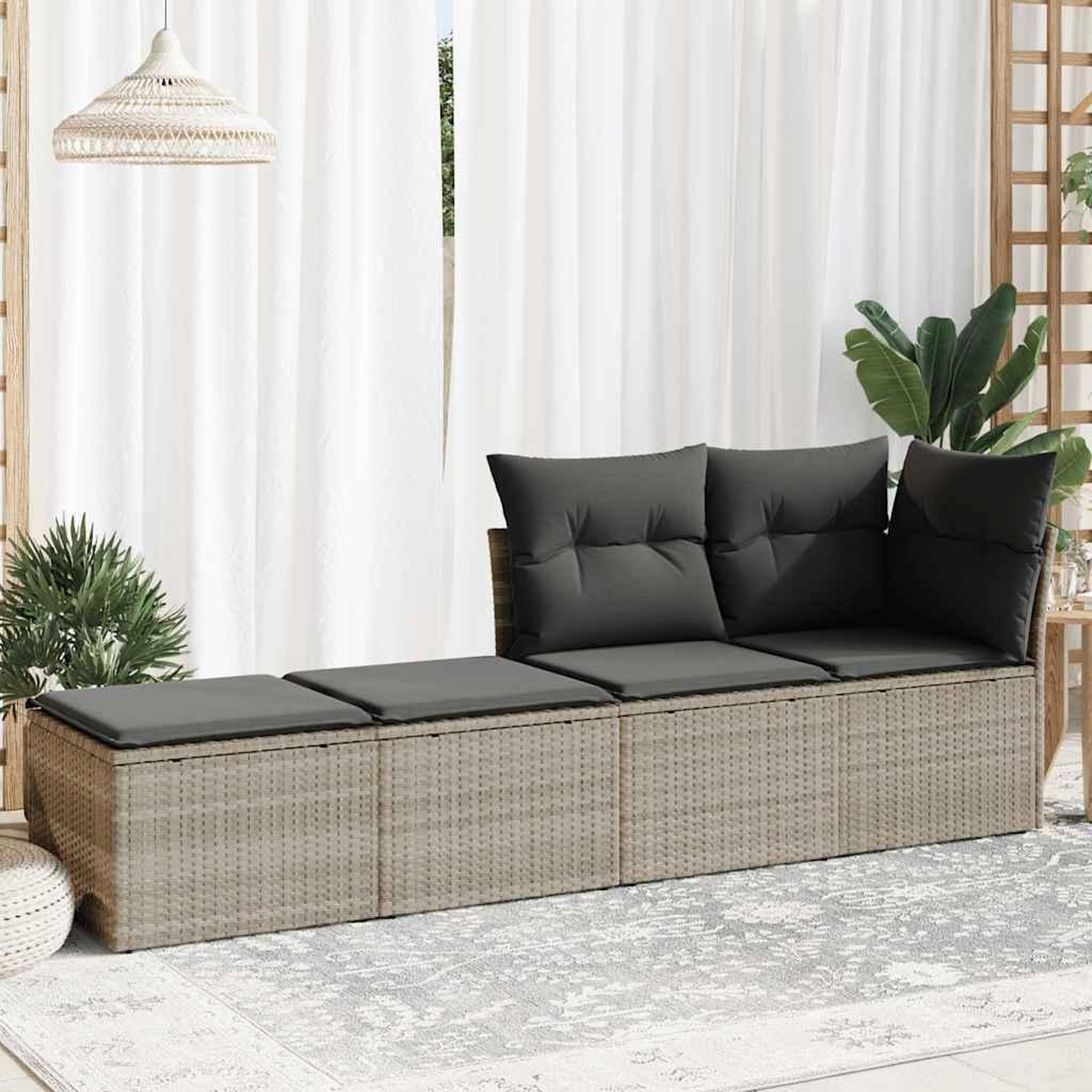 Voir la diapositive 3 : VIDAXL Salon de jardin 2 pcs avec coussins gris clair polyrotin acacia