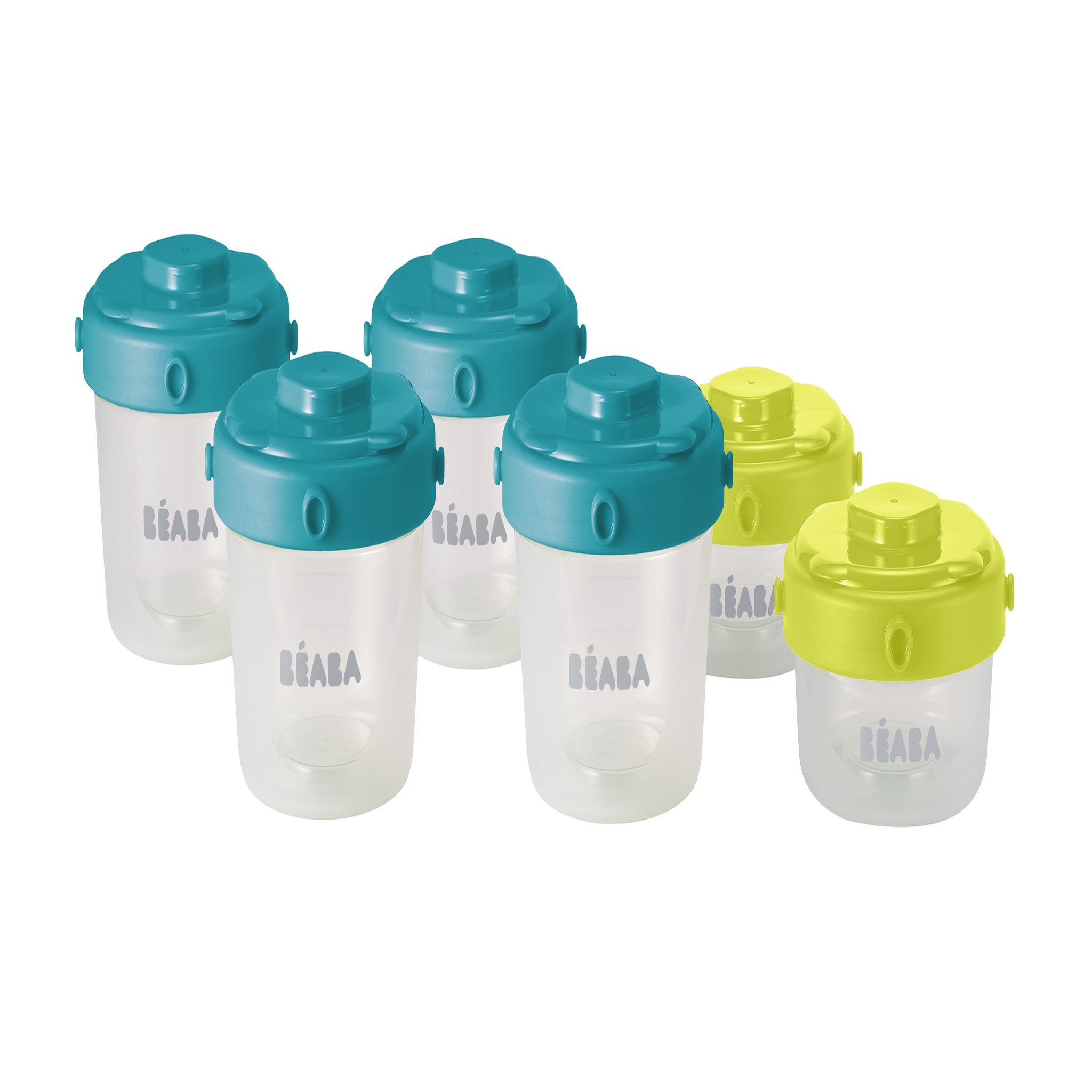 Voir la diapositive 1 : BEABA Lot de de 6 pots de conservation clip 1er âge 60ml et 120ml 