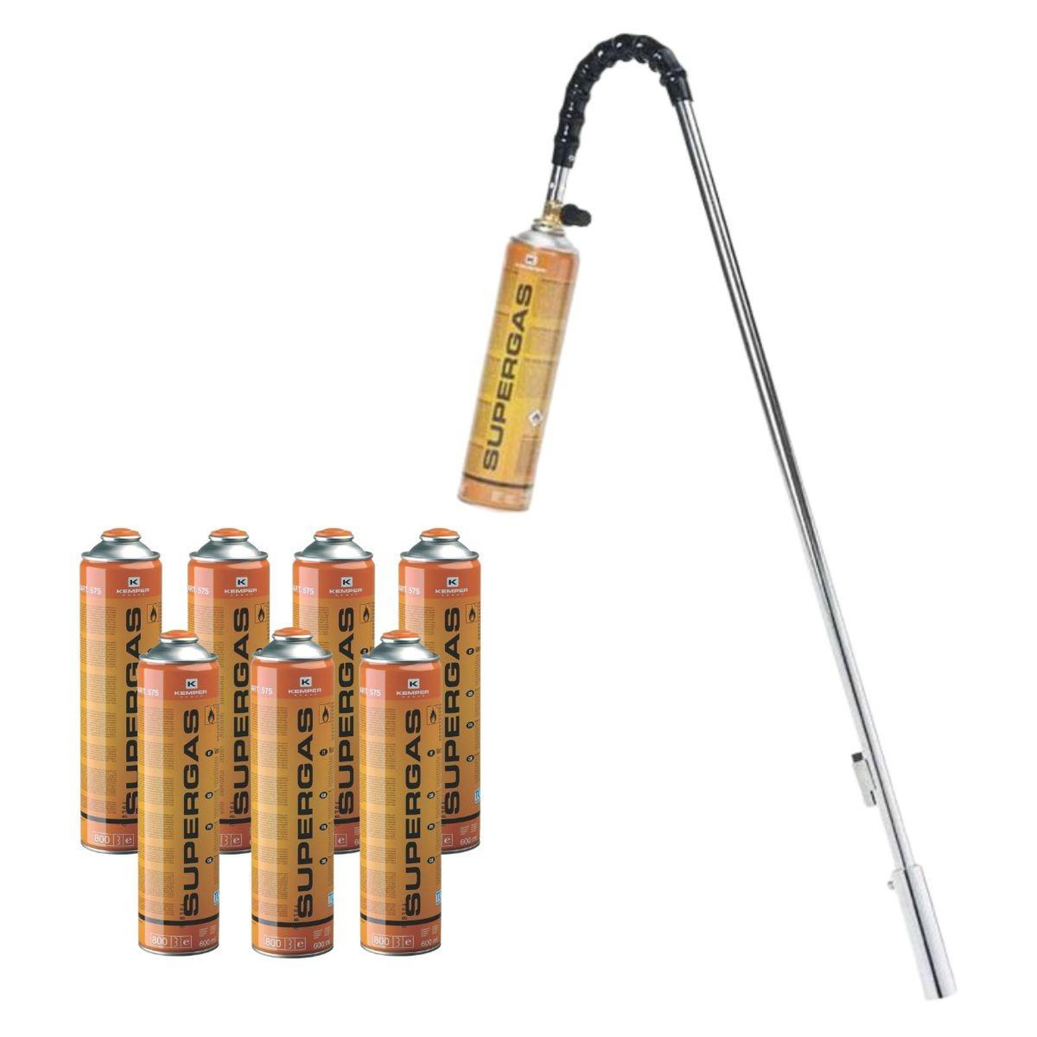 Kemper Désherbeur thermique brule herbes + 8 cartouches de gaz 330g chalumeau à gaz polyvalent mauvaises herbes, allume barbecue kemper