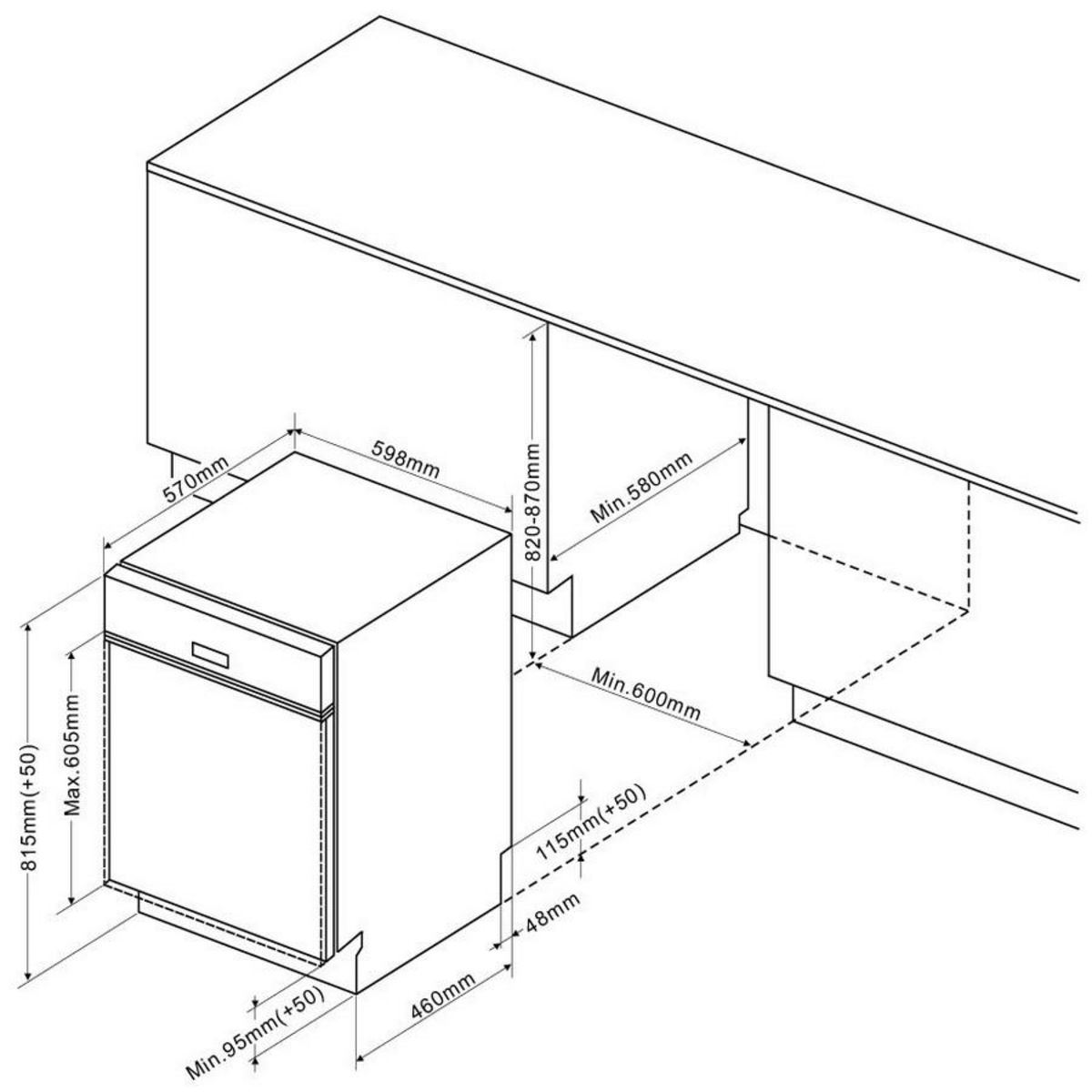BRANDT Lave-vaisselle 60cm 14 couverts 44db intégrable avec bandeau - bdb424lx