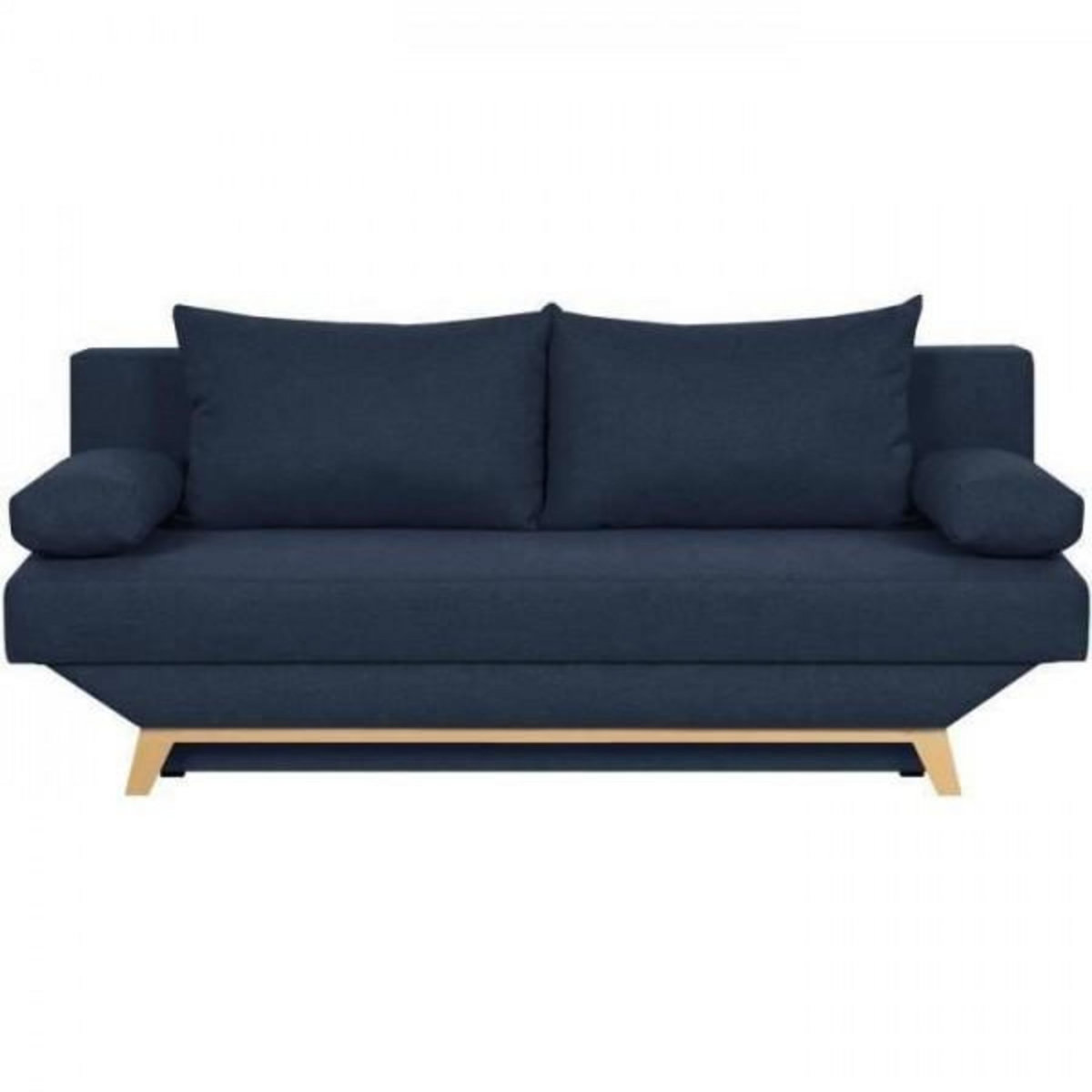 MARKET24 TEIJO Banquette convertible 3 places avec coffre de rangement - Tissu Bleu - L187 x P91 x H82 cm