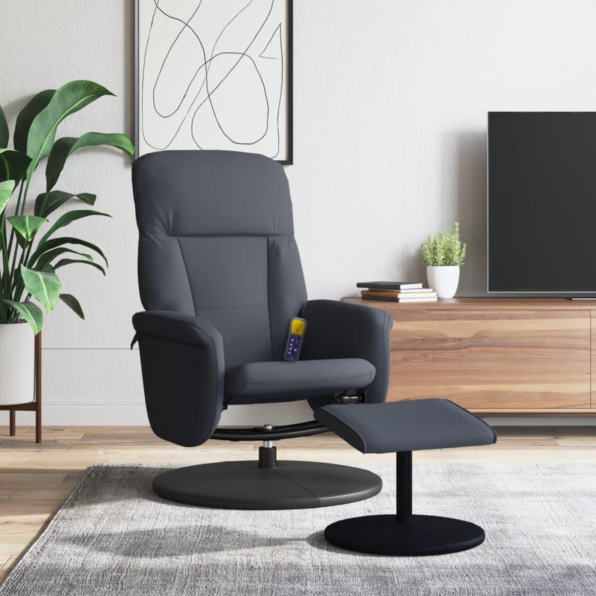 VIDAXL Fauteuil de massage inclinable repose-pied gris fonce velours