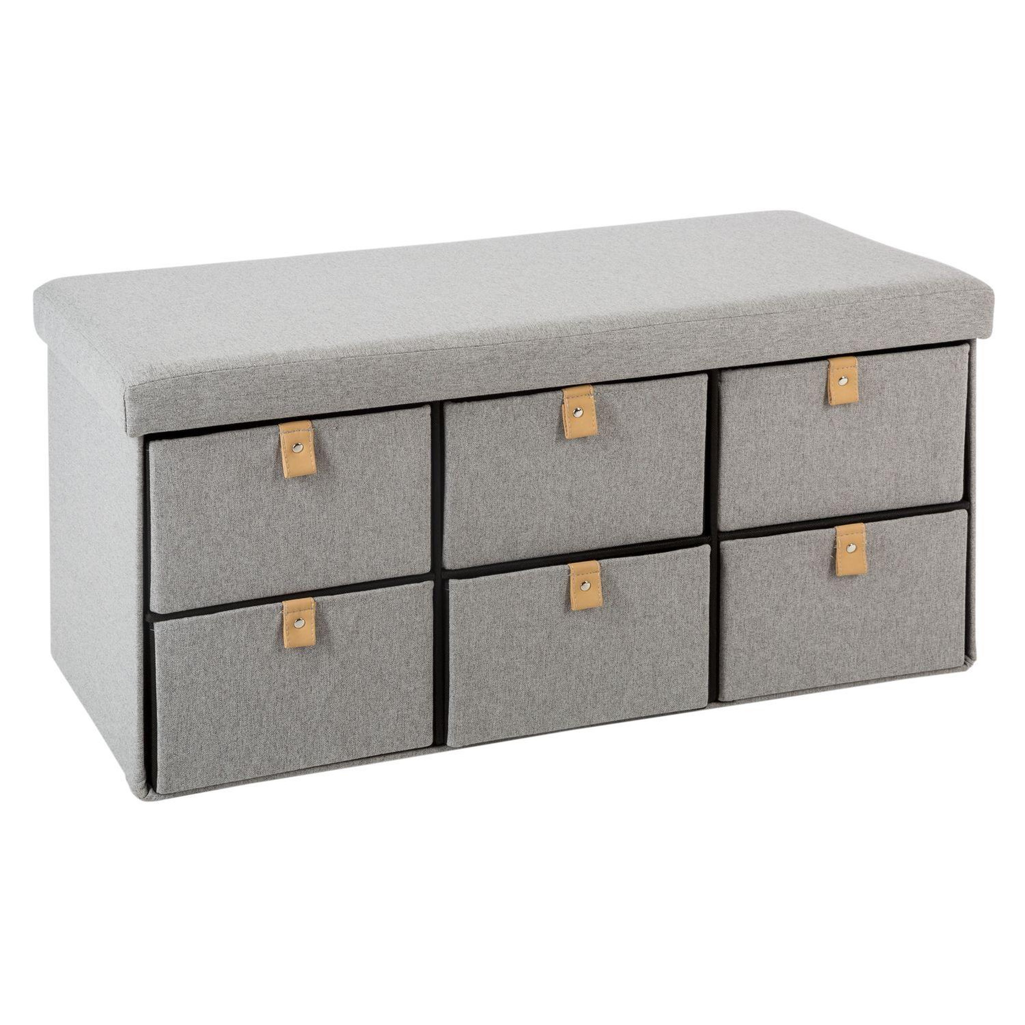 ATMOSPHERA Banc d'entrée pliable suède - l. 76 x h. 38 cm - gris