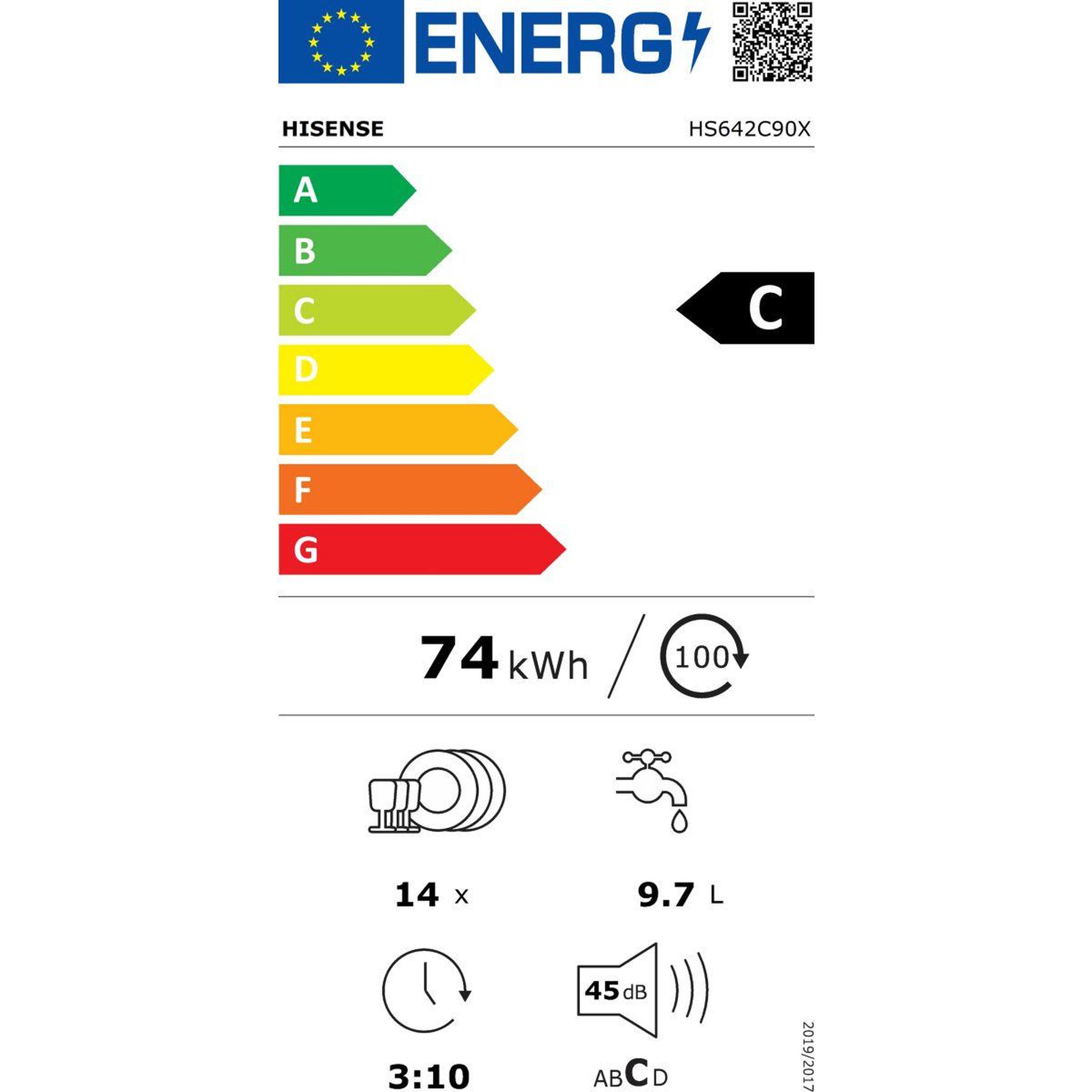Voir la diapositive 6 : Hisense Lave vaisselle 60 cm hs642c90x