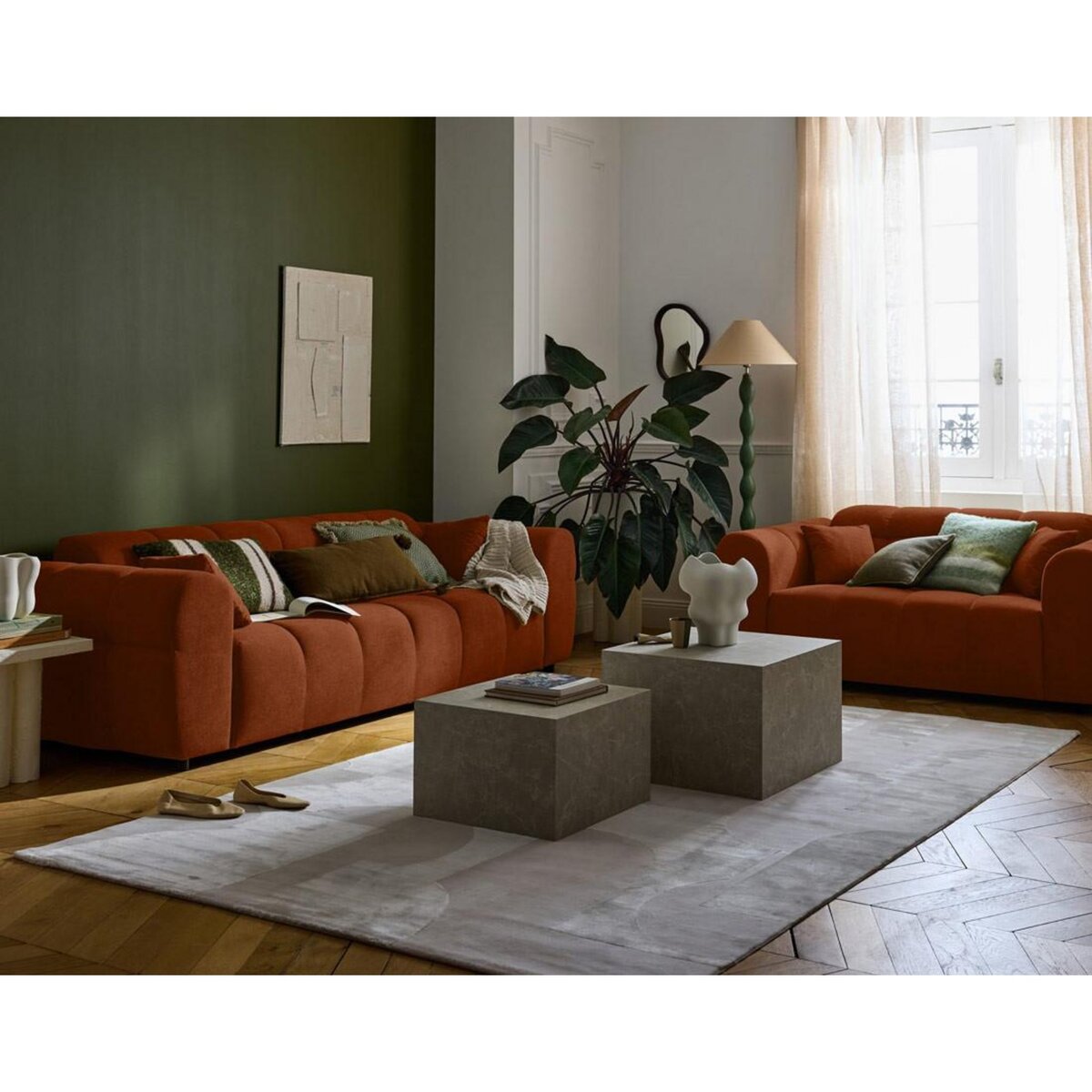 BEST MOBILIER Housse en velours pour canapé déhoussable topaze