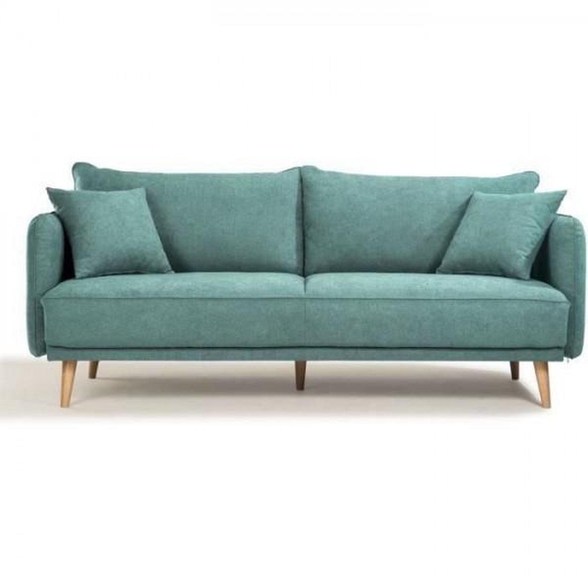 Voir la diapositive 1 : MARKET24 HEXAGONE - DAREN Canapé Fixe 3 places - Tissu Bleu - L 207 x P 90 x H 88 cm