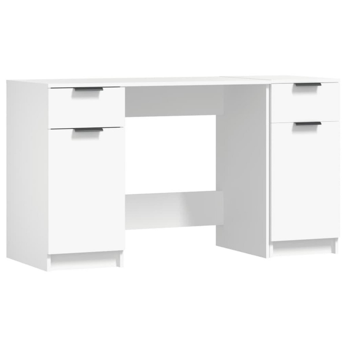 VIDAXL Bureau avec armoire laterale Blanc Bois d'ingenierie