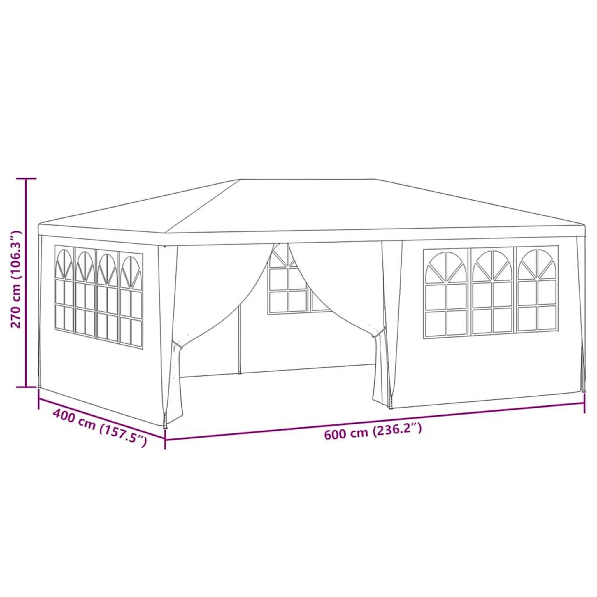 Voir la diapositive 6 : VIDAXL Tente de reception avec parois laterales 4x6 m Bleu 90 g/m^2