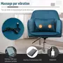 HOMCOM Chaise de bureau velours fauteuil bureau massant coussin lombaire intégré hauteur réglable pivotante 360° bleu